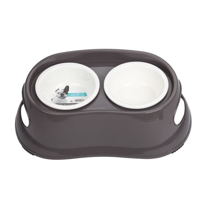 MPETS Gamelle en plastique double ronde PLASTIC BOWL - Pour chien - 2x800ml - Coloris divers