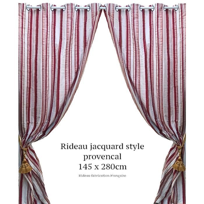 Double Rideau Jacquard RAYURES ,BEIGE/ ROUGE style Provence et ... Double Rideau Jacquard RAYURES ,BEIGE/ ROUGE style Provence et ...