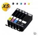 Pack 5 cartouches compatibles PIXMA MG6650 CANON PG550BK - 1 PG550BK noir + 1 CL551BK et 3 couleurs
