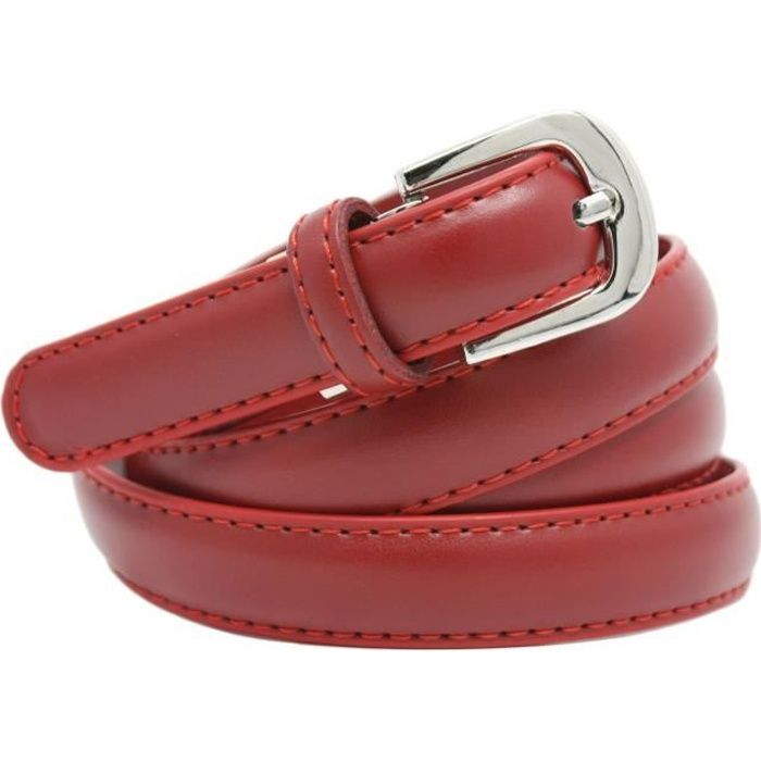 Ceinture fine rouge en croûte de cuir 2 cm ajustable pour ...