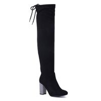 BOTTE Cuissardes noires en suédine à talon en strass BOTTE Cuissardes noires en suédine à talon en strass