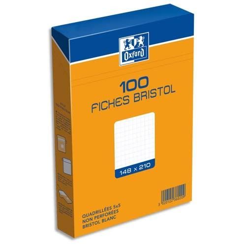 Hamelin - 100 fiches bristol 14,8x21 PC blanc