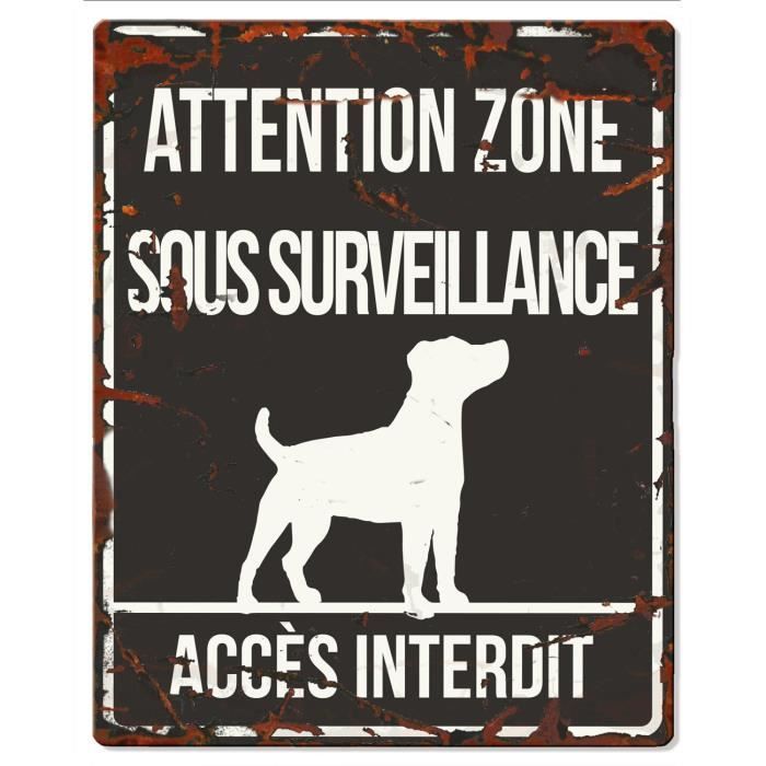 D&D Plaque Attention Chien Jack Russel - Noir
