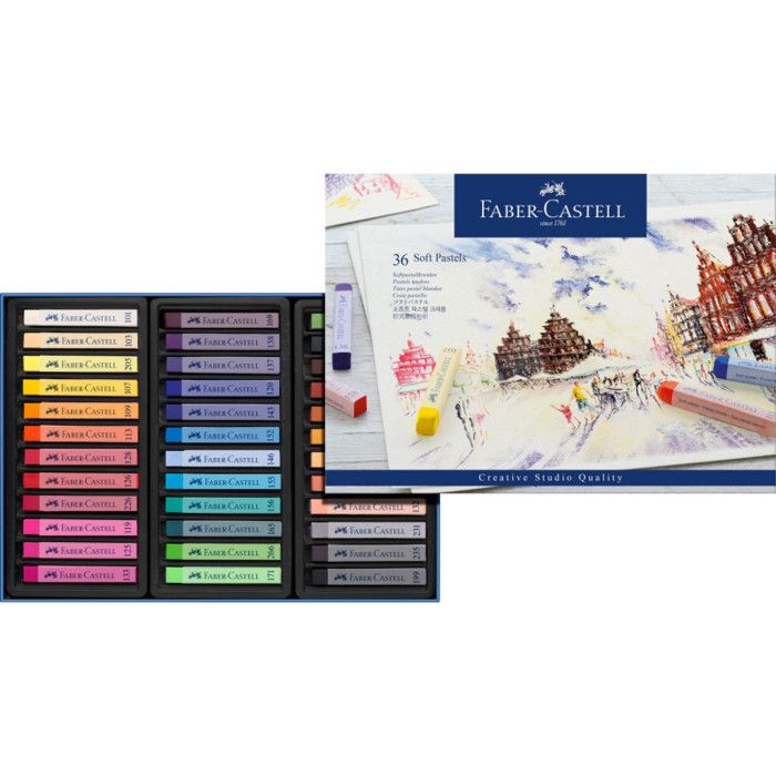FABER-CASTELL Boîte 36 Pastels Carrés Tendres
