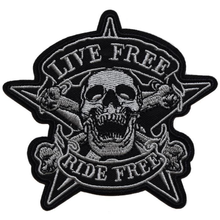 Écusson Thermocollant Biker Tête De Mort Indien Sioux Apache - 8,5 Cm - Patch Motard Style Rétro
