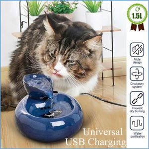 Lucky Kitty Fontaine Blanc à Eau En Porcelaine Achat