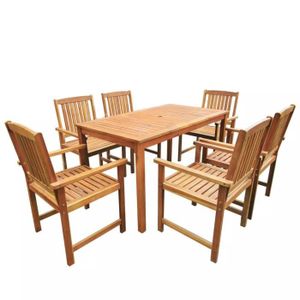 Meuble de jardin 7 pcs Bois d\'acacia massif Marron 140 cm Brun ... Meuble de jardin 7 pcs Bois d\'acacia massif Marron 140 cm Brun ...