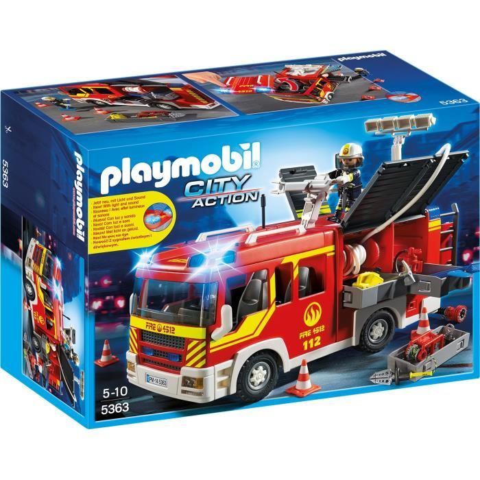 Playmobil  - Fourgon de pompier avec sirene et gyrophare - 5363