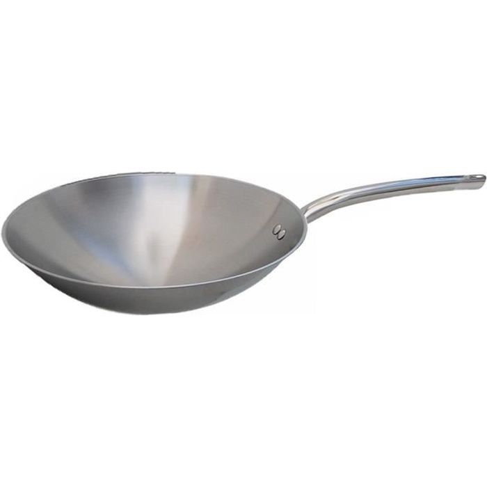 DE BUYER Wok pour induction - Inox - Diametre : 36 cm - Queue tube