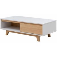 TABLE BASSE FJORD Table basse scandinave blanc et décor bois é TABLE BASSE FJORD Table basse scandinave blanc et décor bois é