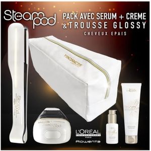 L'OREAL Coffret Steampod - Fer à lisser cheveux épais + sérum + lait lissage + trousse L'OREAL Coffret Steampod - Fer à lisser cheveux épais + sérum + lait lissage + trousse