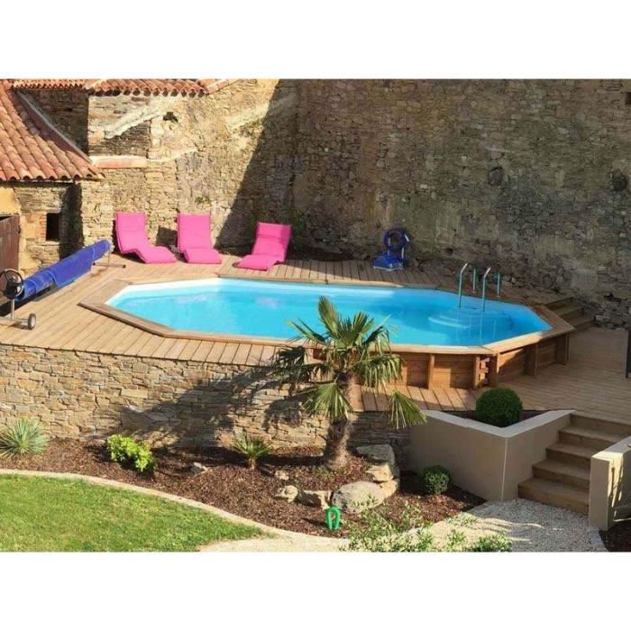 Piscine Bois Cannelle 551 M X 351 M X H 119 M Couleur Liner