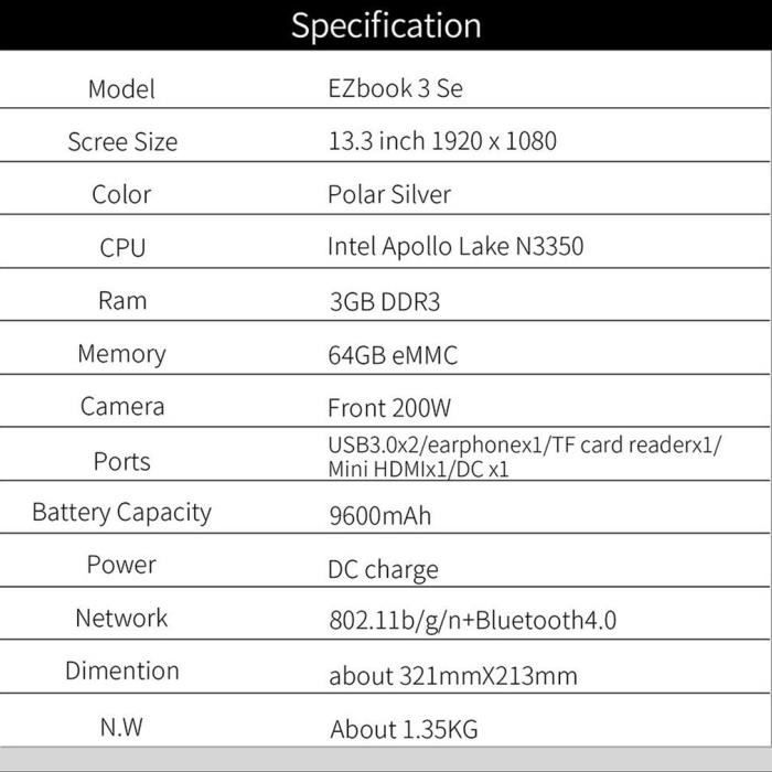 Jumper 13.3'' EZbook 3SE Ordinateur Portable2