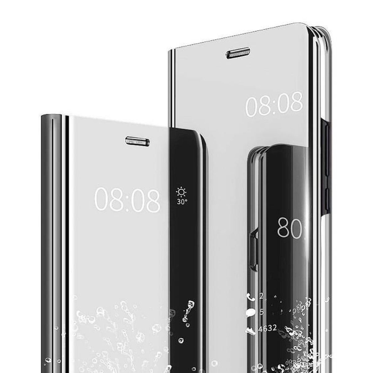 Sycode Miroir Coque pour iPhone X,Flip Case pour iPhone X,Coin Complet Protecteur Portefeuille /étui pour iPhone X,Luxe /él/égant Noble Cool Hommes Femmes Screen Protector Bleu Slim Fit Transparente View Mirror Case Cover Technologie de G