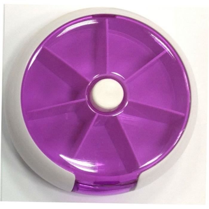Pilulier semainier rond et ergonomique HESTEC - 7 compartiments - 9,3 x 2,2 x 9,3 cm
