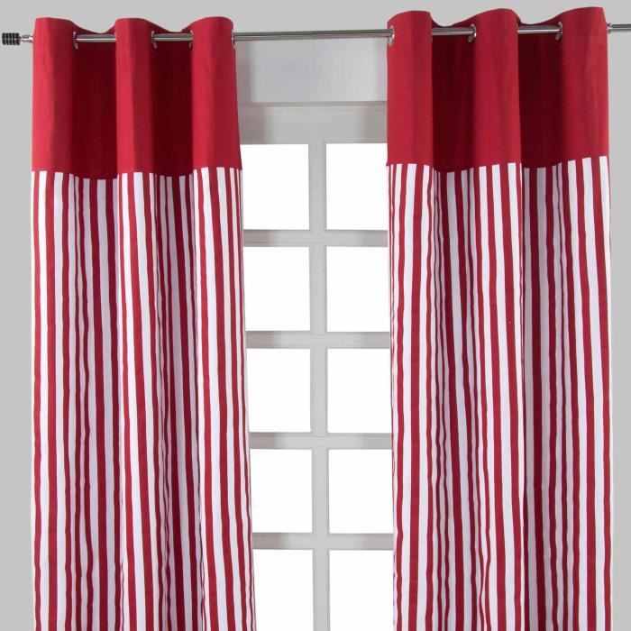 Rideaux rouge a rayures - Achat / Vente pas cher Rideaux rouge a rayures - Achat / Vente pas cher