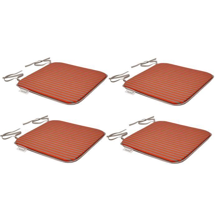 EZPELETA Set de 4 Coussins de chaises carrées Sol - 40 x 40 cm - Orange et gris