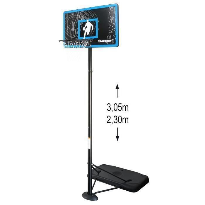SWAGER Panier de Basket Ball 3.05m Réglable The Glider Noir