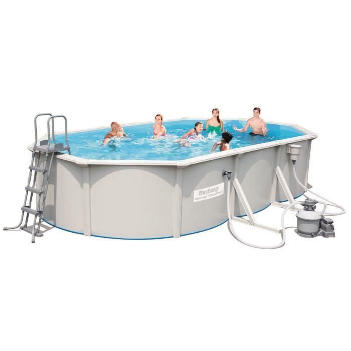 BESTWAY Kit Piscine ovale Steel Wall Pool - 6,10x3,60x1,20m