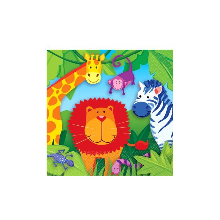 16 Serviettes Papier (25X25Cm) Royaume La Jungle   Achat / Vente LINGE