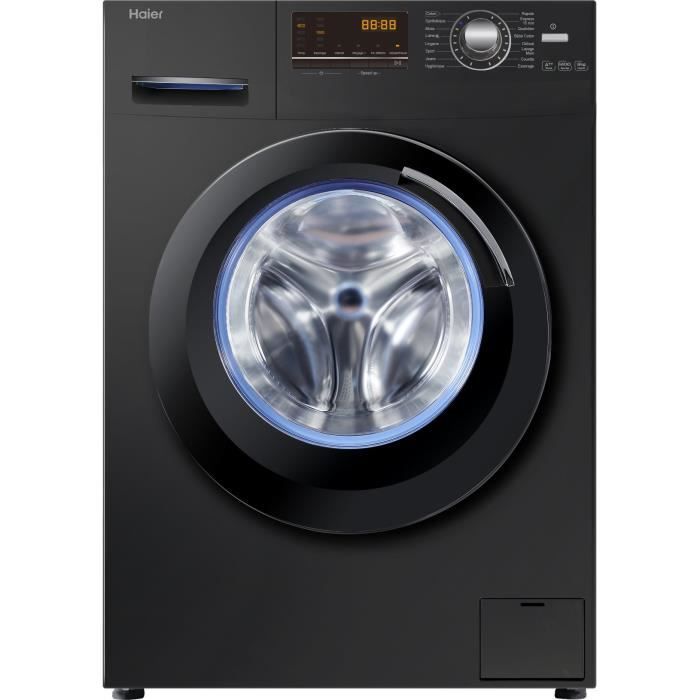 HAIER W836B - Lave linge frontal - 8 Kg - 1400 tours - A +++ - noir