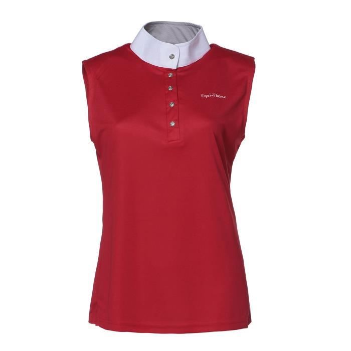 EQUI-THEME Polo sans manches de concours d'équitation Mesh - Femme - rouge
