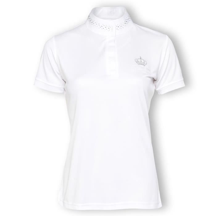 EQUI-THEME Polo de concours d'équitation couronne - manches courtes - blanc - femme