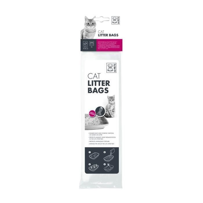 MPETS Sacs à litière avec anses - 45x55 cm - Pour chat - 5pcs