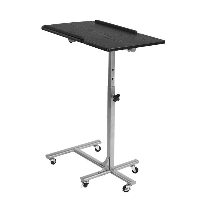 Table de lit AMALTHEA - Structure en métal - Hauteur et inclinaison réglables - Coloris noir et argent