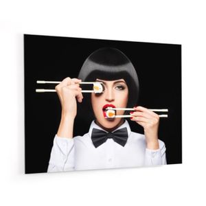 Fond de hotte "Femme et sushis" en Panneau