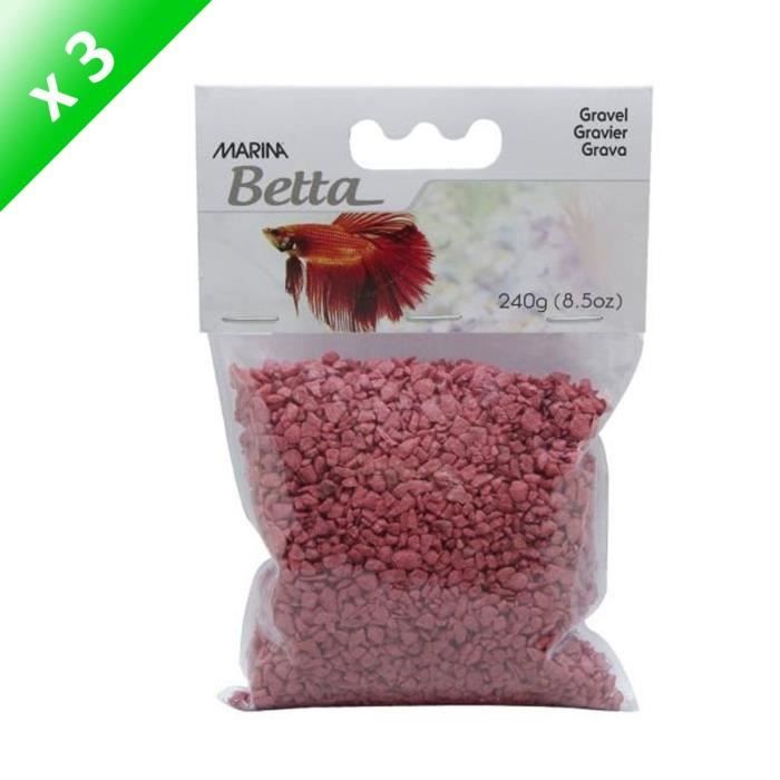 MARINA Lot de 3 sachets de Graviers rouges pour aquarium 240g