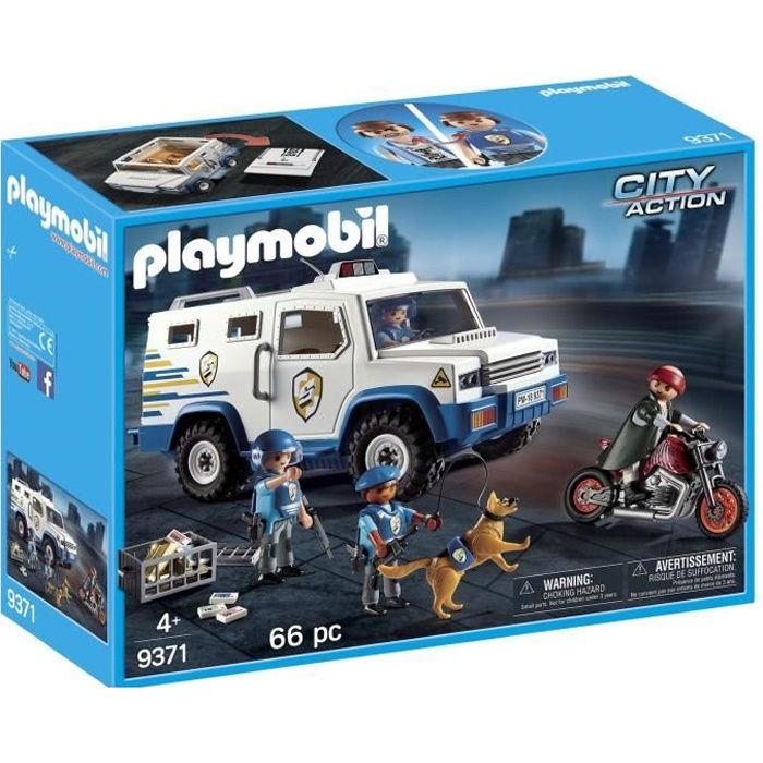 Playmobil - Nouveaute 2018 - Fourgon blinde avec convoyeurs - 9371