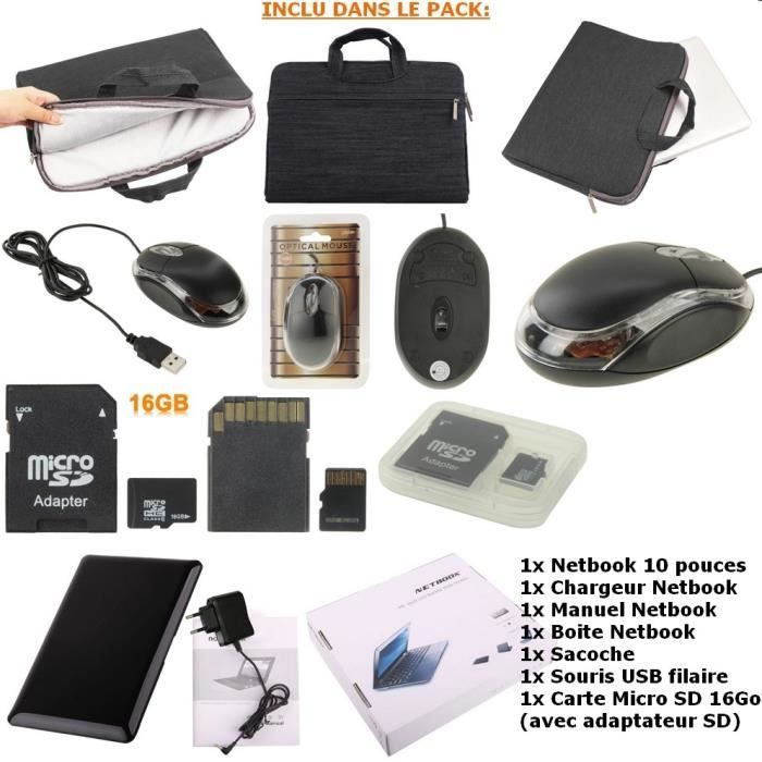 MEGA Pack- Mini ordinateur portable Netbook Noir2