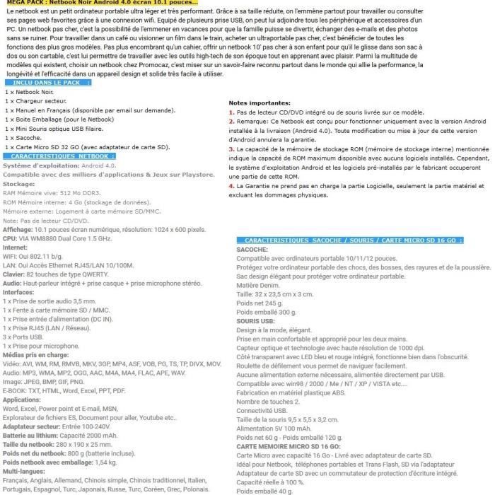 MEGA Pack- Mini ordinateur portable Netbook Noir3