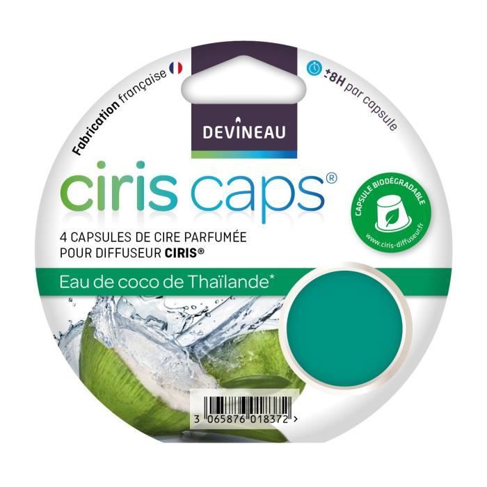 DEVINEAU Lot 4 capsules de cire parfumée Ciris - Eau de coco de Thaïlande