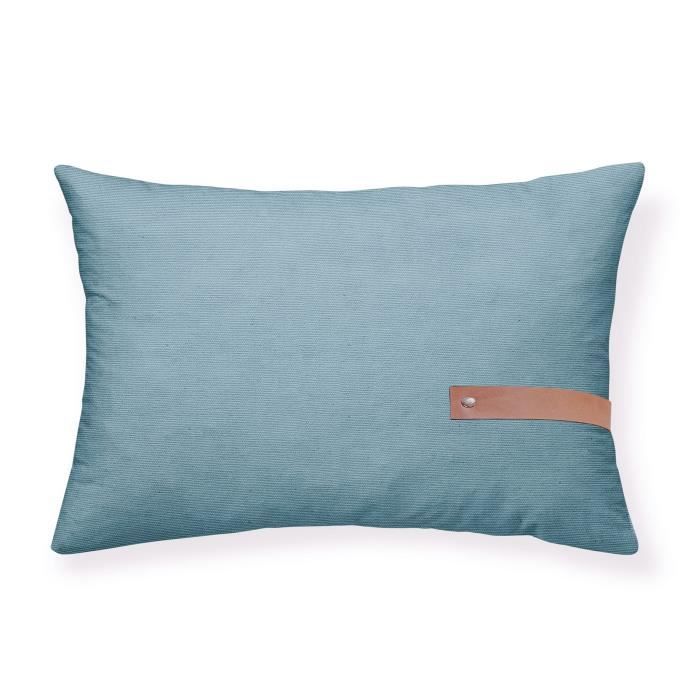TODAY Coussin Chambray déhoussable Cabane de Plage - 30x50 cm - Bleu gris