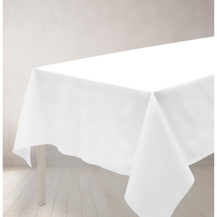 SOLEIL D'OCRE Nappe anti-tâches rectangle 140x240cm ALIX Blanche