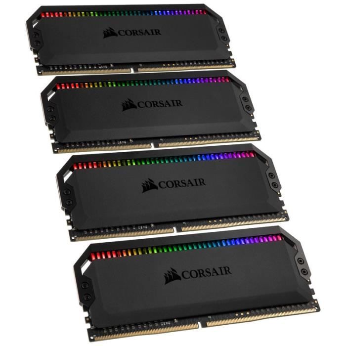 CORSAIR Mémoire PC DDR4, 3000MHz 32GB 4x8GB Dimm, XMP 2.0, DOMINATOR PLATINUM RGB Black Heatspreaders, RGB LED, 1.35V
