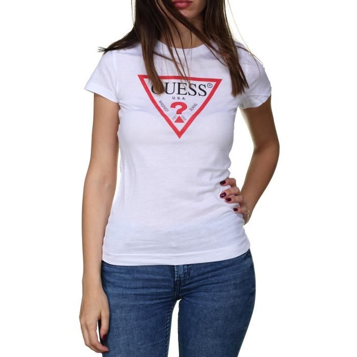 K7wa0 Achat Tee Twht Shirt Femme Guess W84i67 Blanc rrFI4q0w