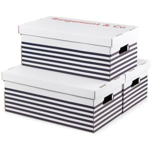 Lot de 3 boites de rangement MARINIERE