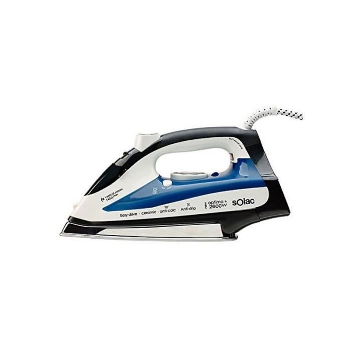SOLAC S91863700 Fer vapeur New Optima Pro 2600 W - Blanc Noir et Bleu