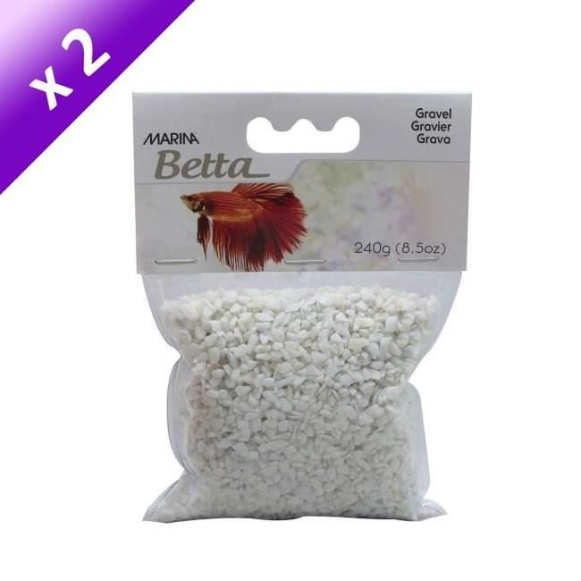 Lot de 2 - MARINA Gravier décoratif blanc 240 g - Pour aquarium