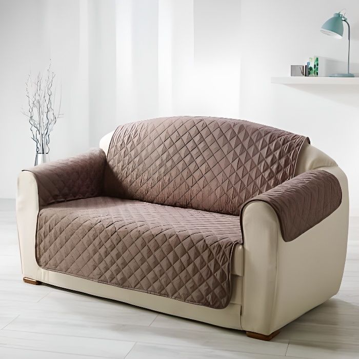 DOUCEUR d'INTERIEUR Protège canapé matelassé Club 223x179 cm noisette