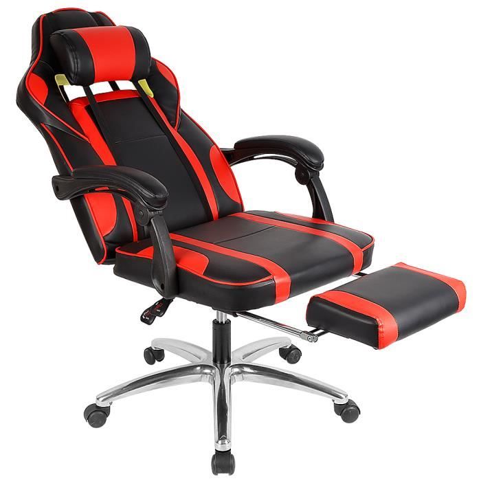 Et Lombaire Bureau Pieds Ordinateur Hauteur repose Gamer Fauteuil ergonomique Réglablenoirrouge Chaise Coussin De K15ucTF3lJ