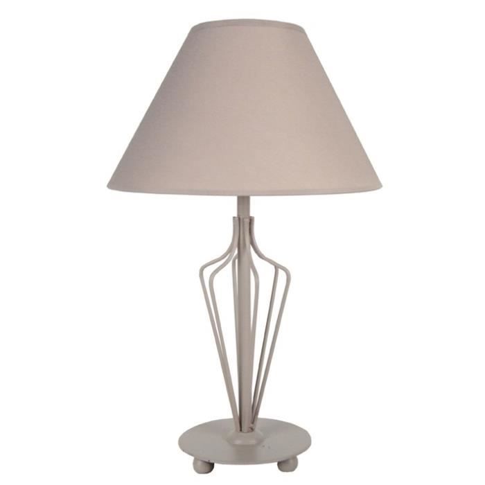 Cap Cérusé Lampe Poser Fil 25x25x42 Acier Taupe À Ferrat Cm wPOX08nk