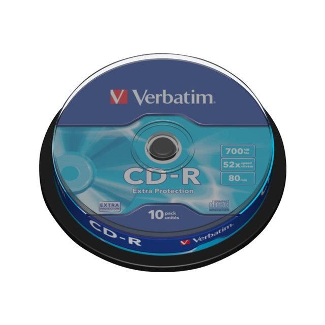 CD vierges Verbatim P10 52x 80 Min SPINDLE   Verbatim CD R x 10   700