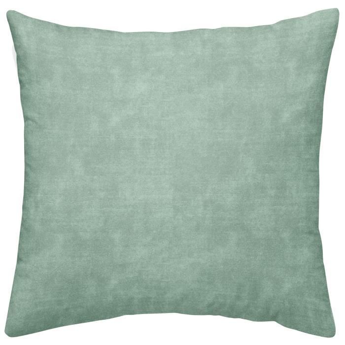 TODAY TROPIK SUMMER Coussin déhoussable Cascade - Velours et chambray - 40 x 40 cm - Vert clair