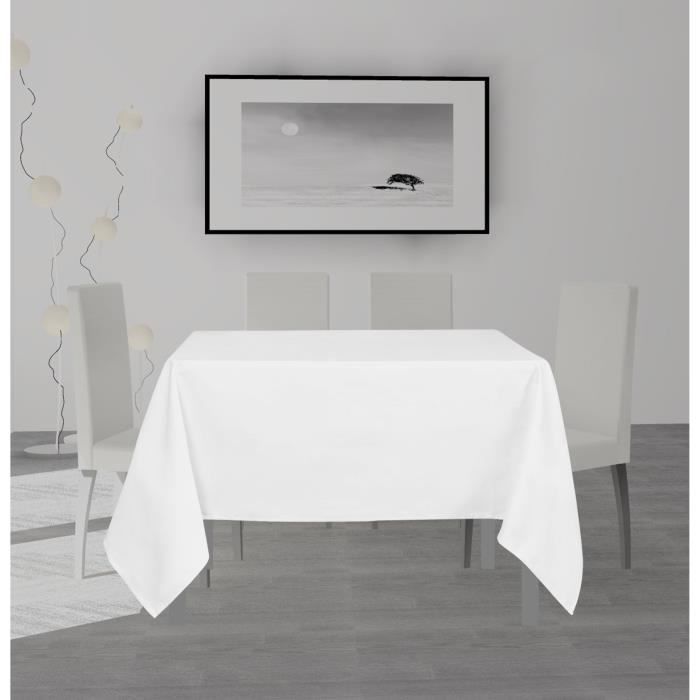 SOLEIL D'OCRE Nappe anti-tâches carrée Alix - 140 x 140 cm - Blanc