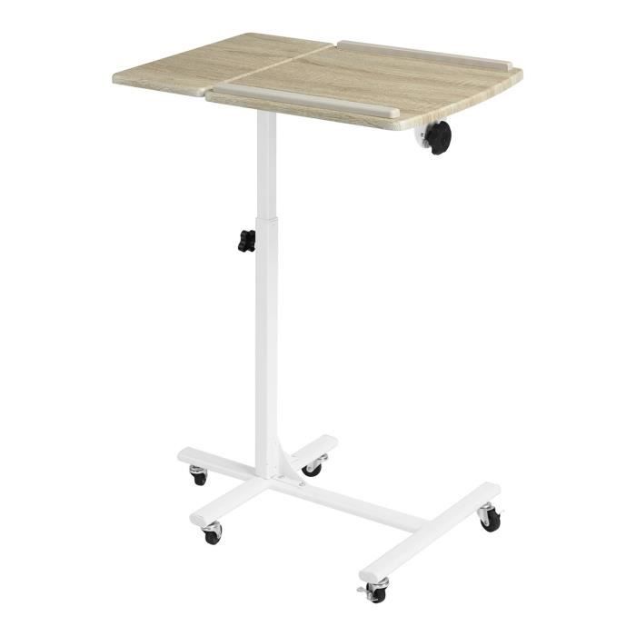 Table de lit AMALTHEA - Structure en métal - Hauteur et inclinaison réglables - Coloris hêtre et blanc