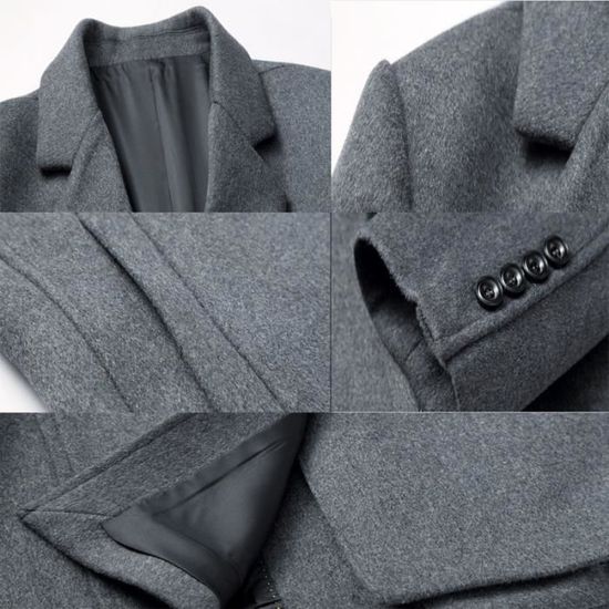 Vêtement Homme longue Slim Coupe gris Corps Mi Hommes Parka Masculin Près Du B4qwSqz